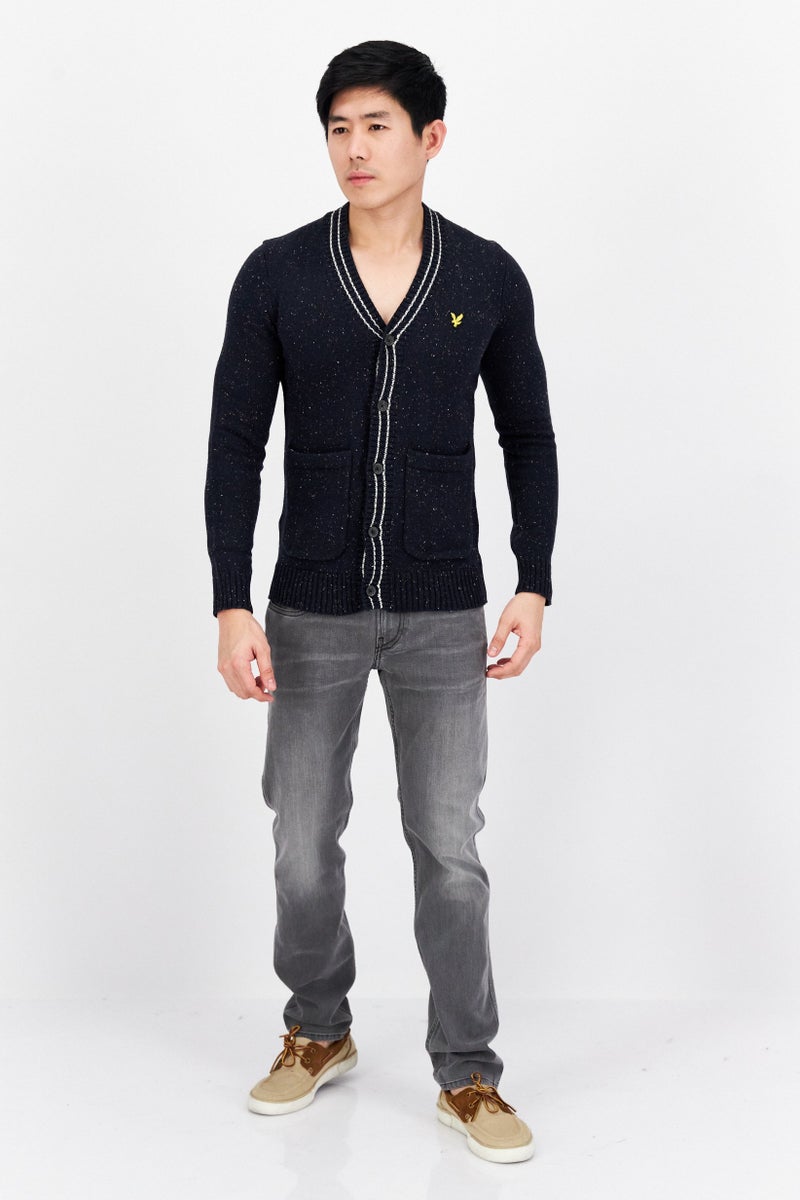 Lyle & Scott Men V-Neck Brand Logo Cardigans, Navy Combo  - Image 2