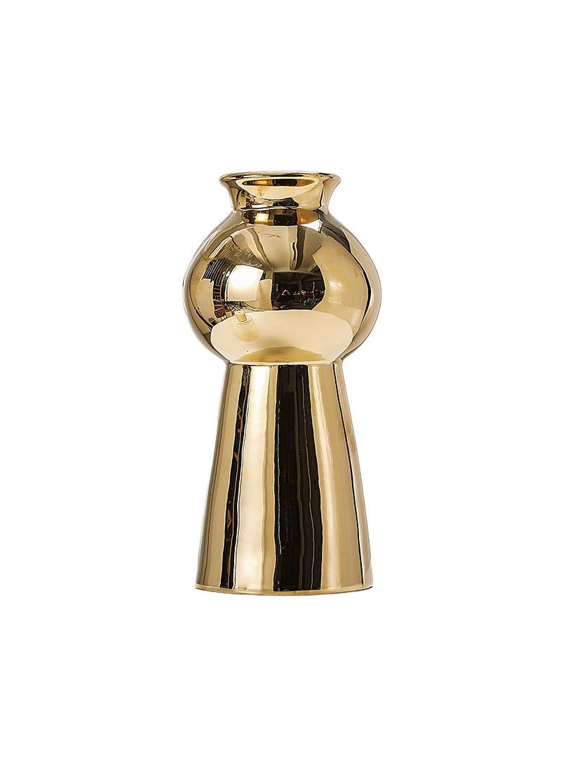 Y&D Golden Matte Plain Burn Floriculture Home Decoration Geometric Ceramic Vase - Image 1