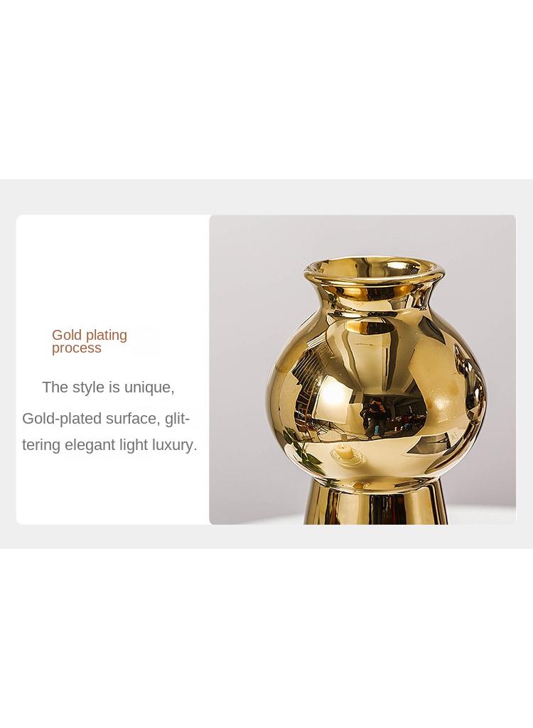 Y&D Golden Matte Plain Burn Floriculture Home Decoration Geometric Ceramic Vase - Image 5