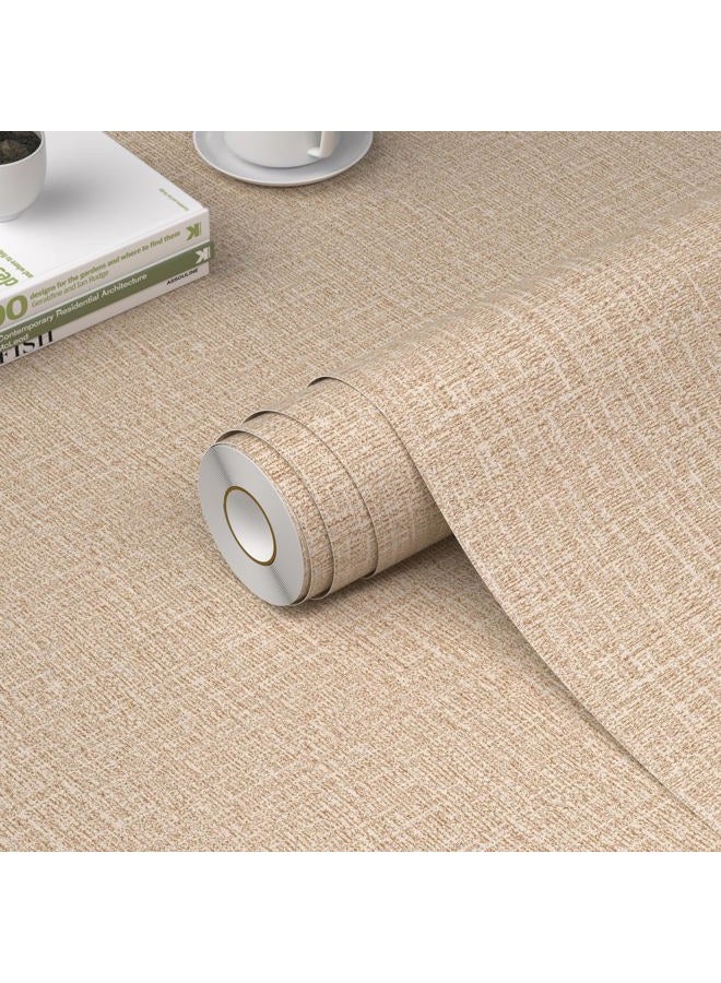 WADILE Grasscloth Peel and Stick Wallpaper 15.7in x 78.7in, Textured Contact Paper for Cabinets, Faux Linen Wall Paper Pull and Stick, Fabric Vinyl Wallpaper Self Adhesive Khaki - Image 1