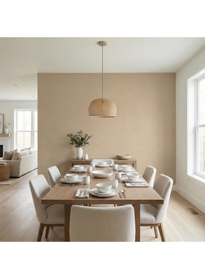 WADILE Grasscloth Peel and Stick Wallpaper 15.7in x 78.7in, Textured Contact Paper for Cabinets, Faux Linen Wall Paper Pull and Stick, Fabric Vinyl Wallpaper Self Adhesive Khaki - Image 4