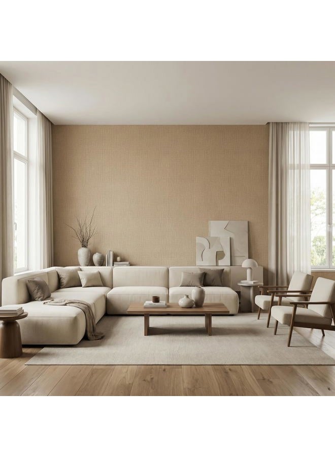 WADILE Grasscloth Peel and Stick Wallpaper 15.7in x 78.7in, Textured Contact Paper for Cabinets, Faux Linen Wall Paper Pull and Stick, Fabric Vinyl Wallpaper Self Adhesive Khaki - Image 3