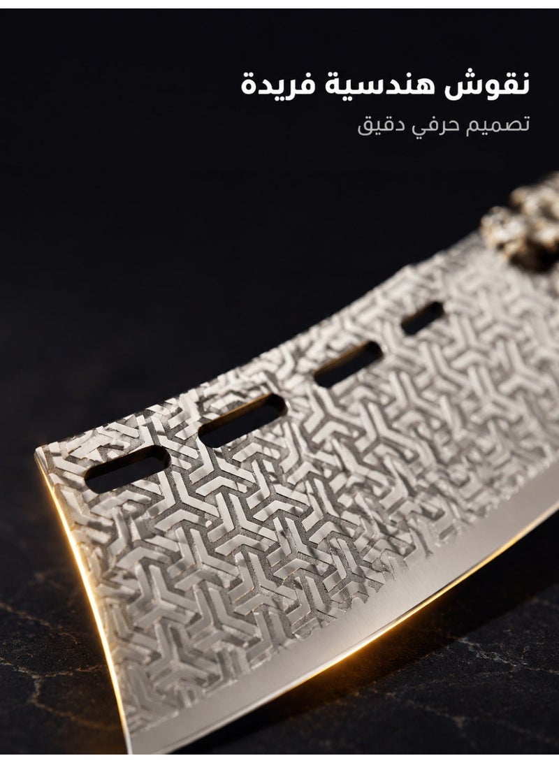 سكين مطبخ متعدد الاستخدامات شديد التحمل، مصنوع من الفولاذ المقاوم للصدأ عالي الكربون بمقبض خشبي، حادة لقطع اللحم والعظام والخضروات - Image 4