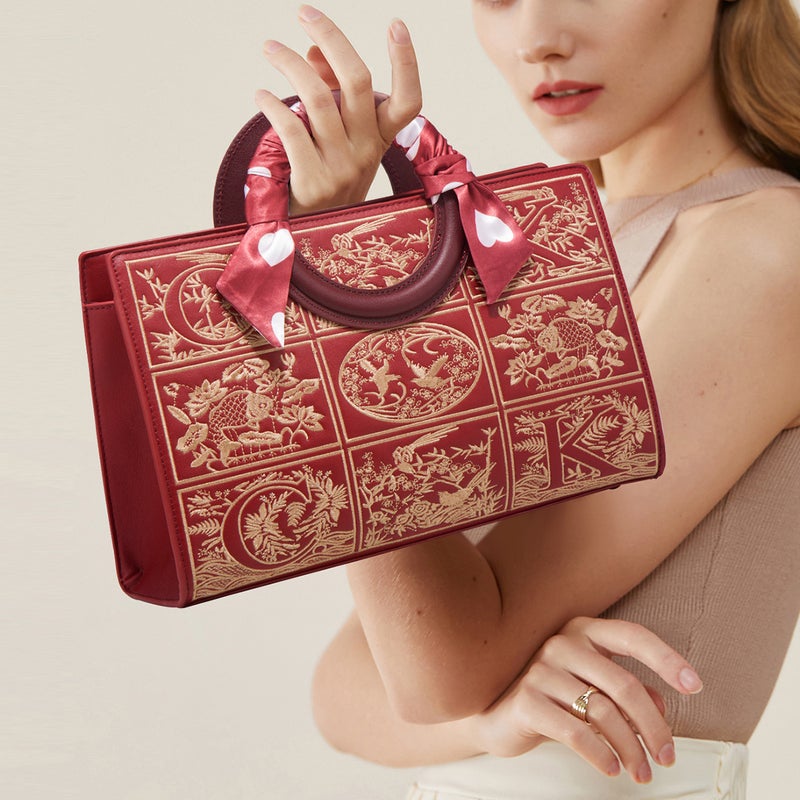 High-End Texture Embroidered Crossbody Handbag Women'S Bag Middle-Aged Mother Bag Atmospheric Bride Wedding Bag - Image 3
