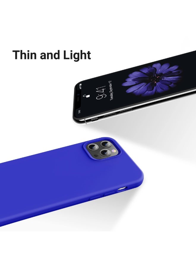 Compatible with iPhone 11 Pro Case 5.8 Inch Slim Liquid Silicone 4 Layers Soft Gel Rubber Shockproof Protective Phone Case with Anti Scratch Microfiber Lining (Blue) - Image 4