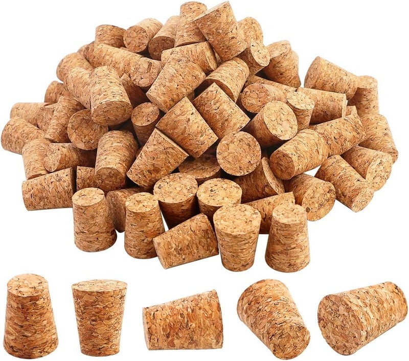 Owevvin 100 Pieces #7 Tapered Cork Plugs, Premium Blank Wine Corks Wine Stoppers Replacement Corks, 0.8 x 0.6 x 1 Inch - Image 1