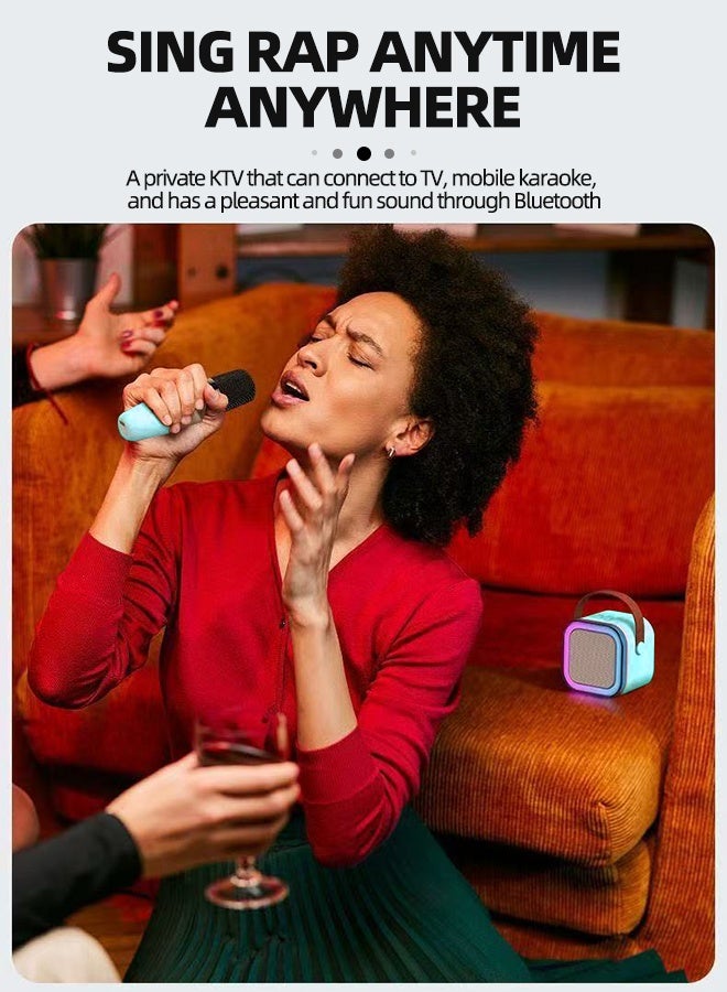 جهاز كاريوكي محمول بتقنية بلوتوث مع ميكروفون لاسلكي، وسماعة كاريوكي صغيرة بخمسة أوضاع إضاءة RGB، ومُغير صوت، وتقنية بلوتوث 5.3، مناسب للأطفال والكبار، للحفلات المنزلية، والسفر، والتوصيل بالتلفزيون. - Image 4