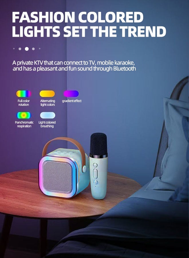 جهاز كاريوكي محمول بتقنية بلوتوث مع ميكروفون لاسلكي، وسماعة كاريوكي صغيرة بخمسة أوضاع إضاءة RGB، ومُغير صوت، وتقنية بلوتوث 5.3، مناسب للأطفال والكبار، للحفلات المنزلية، والسفر، والتوصيل بالتلفزيون. - Image 5