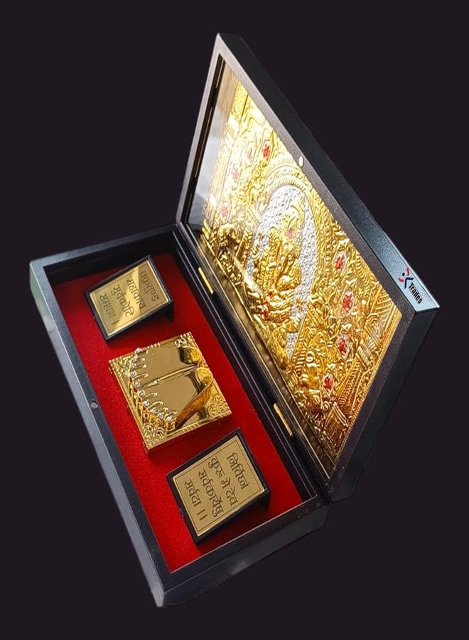 DK trades® Gold Plated Lord Ganesha ji Pooja Box - Premium Gold Ganesha | Pocket Temple Ganesha Ji | Unique Home, Office Gift - Image 2