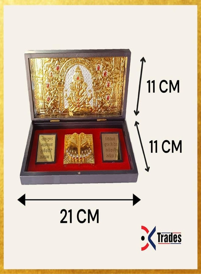 DK trades® Gold Plated Lord Ganesha ji Pooja Box - Premium Gold Ganesha | Pocket Temple Ganesha Ji | Unique Home, Office Gift - Image 4