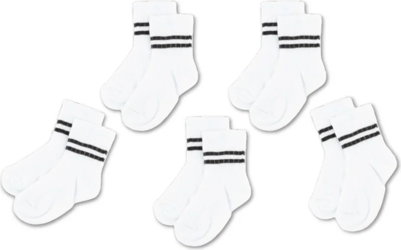 نوفيبيبي 5-Pack Cotton Kids College Socks Baby Unisex Girls Women Boys School Socks, White Black Pink