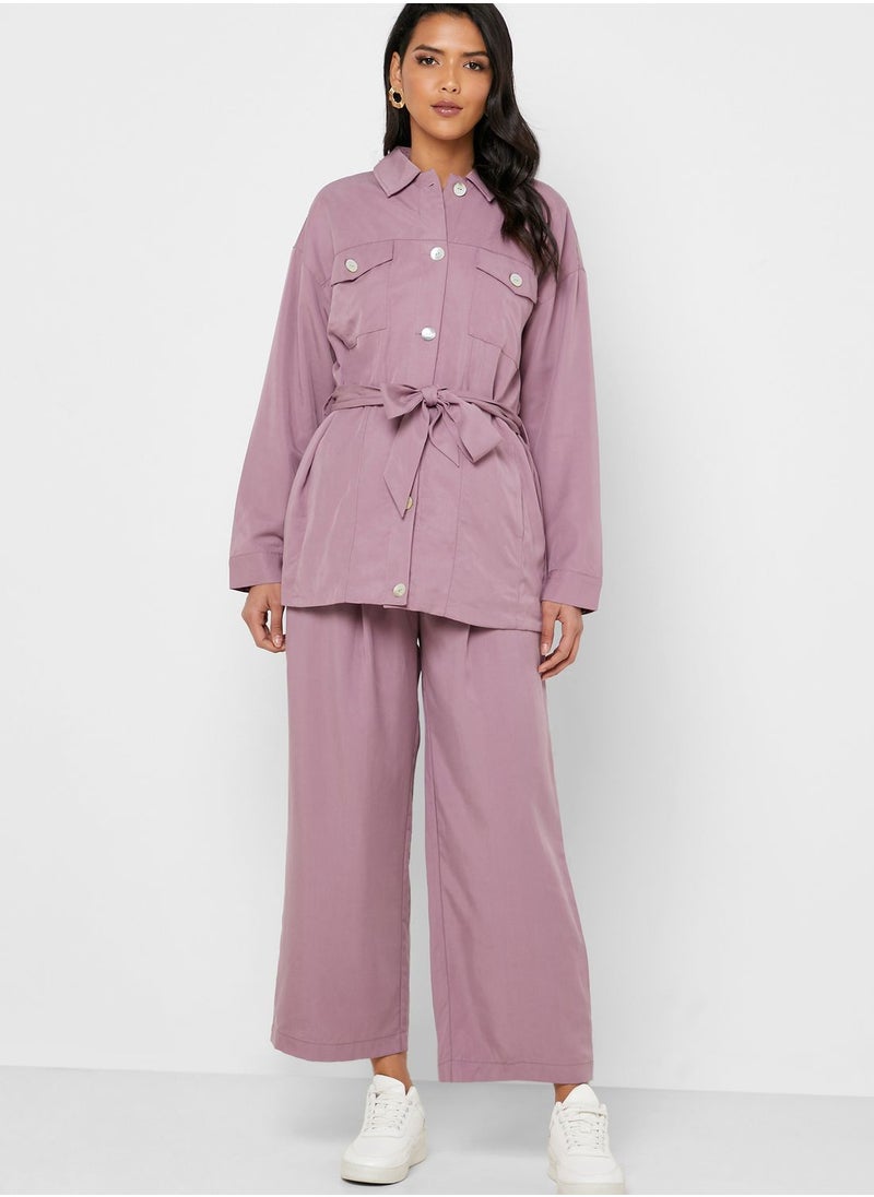 Native Youth Tencel Belted Longline Shirt  - Image 4
