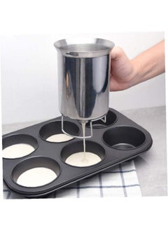 Pancake Batter Dispenser, Stainless Steel Handheld Pancake Maker Waffles Muffin Funnel for Baking Cupcakes Muffins Pancake Waffles Silver 1set