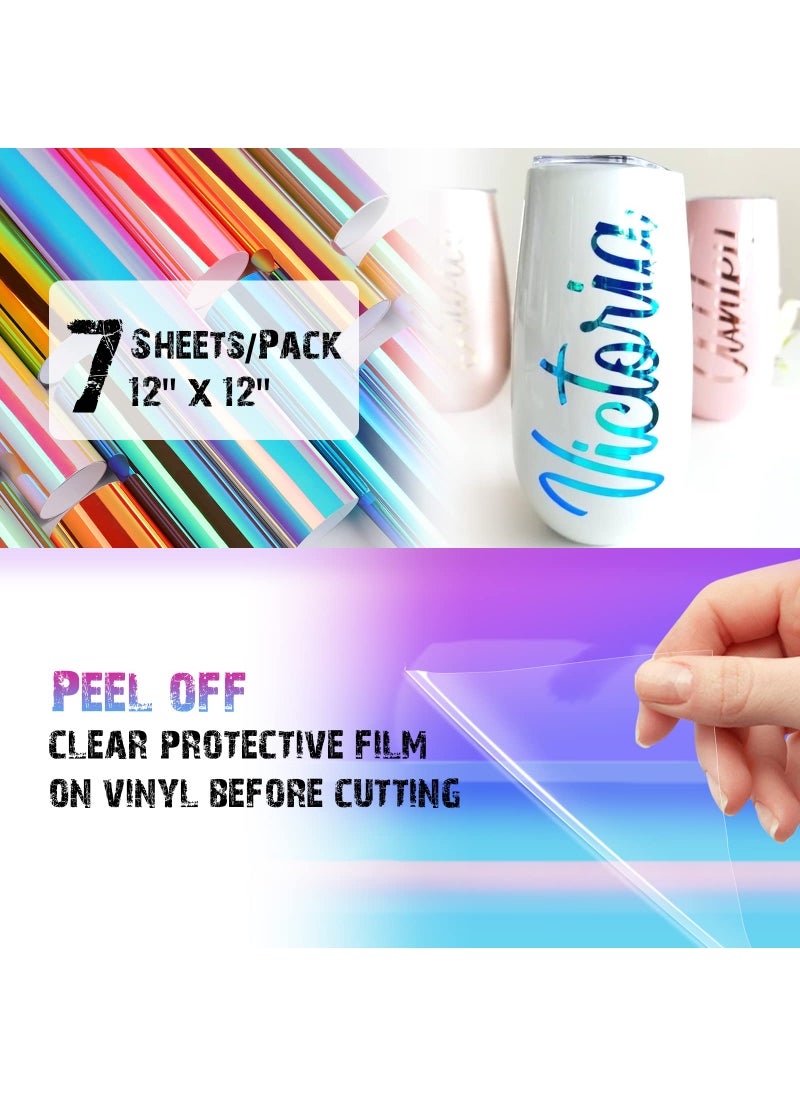 TECKWRAP TECKWRAP Holographic Opal Craft Vinyl 12" x 12" 7 Sheets/Pack for Craft Cutters,Sign Plotters  - Image 4