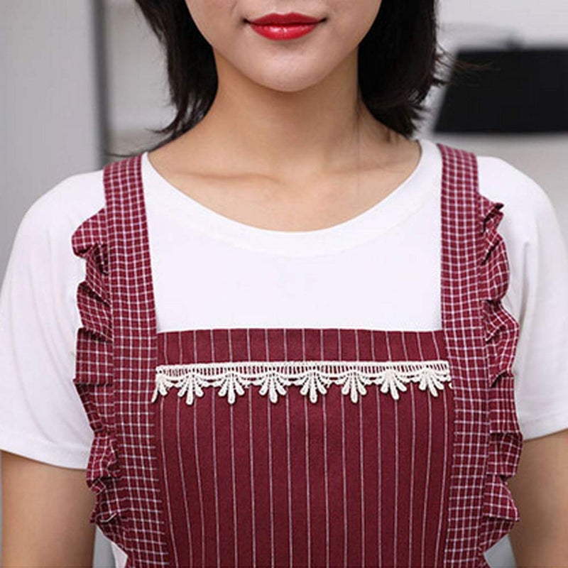 Sefiron Cute Apron for Women with Pockets, Comfortable Kitchen Apron, Perfect for Cafe Shop, Baking, Gardening, Cooking, Red â€¦ - Image 4