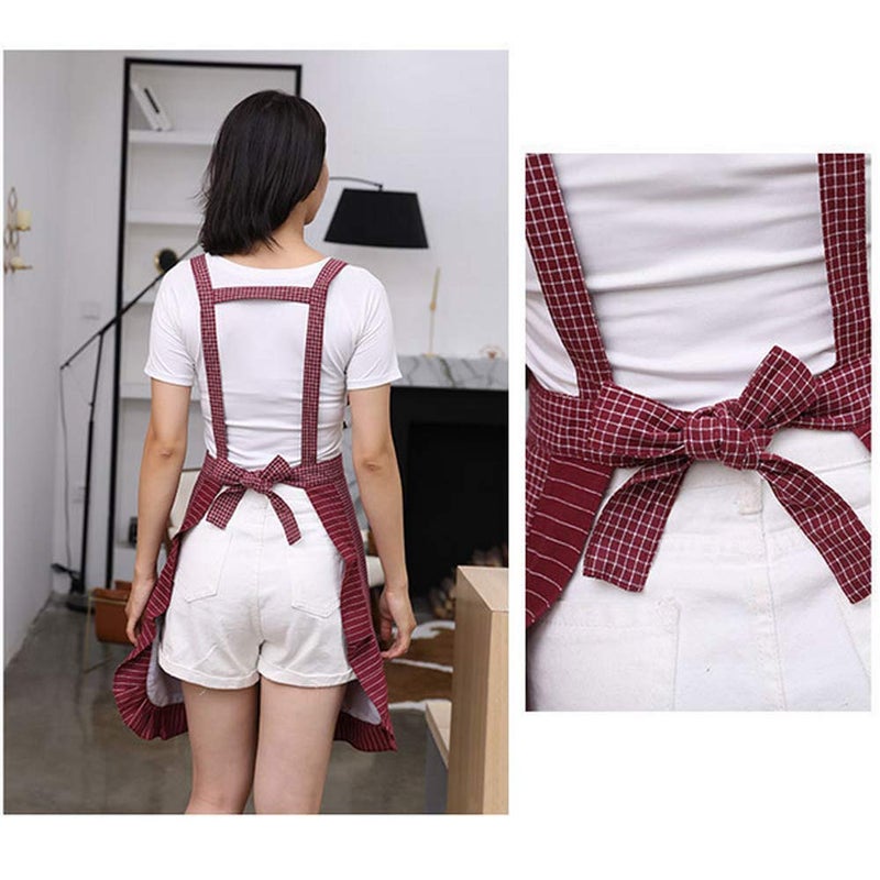 Sefiron Cute Apron for Women with Pockets, Comfortable Kitchen Apron, Perfect for Cafe Shop, Baking, Gardening, Cooking, Red â€¦ - Image 2