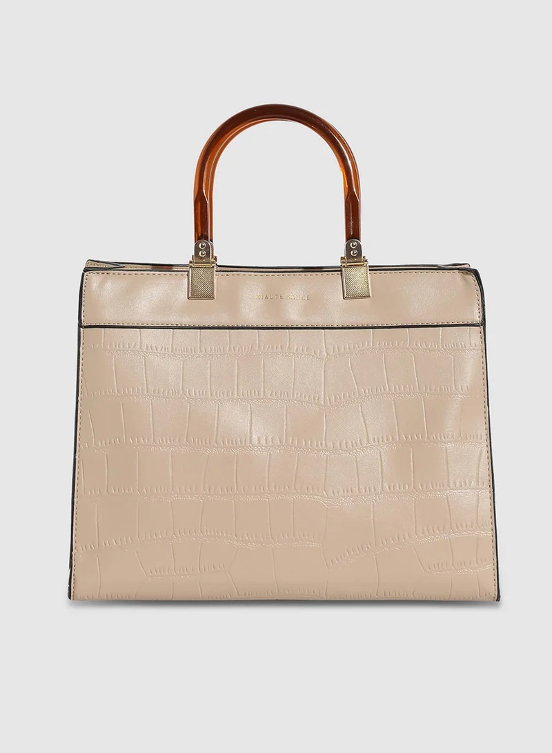 صوص هاوت حقيبة يد تمساح يومية - بيج