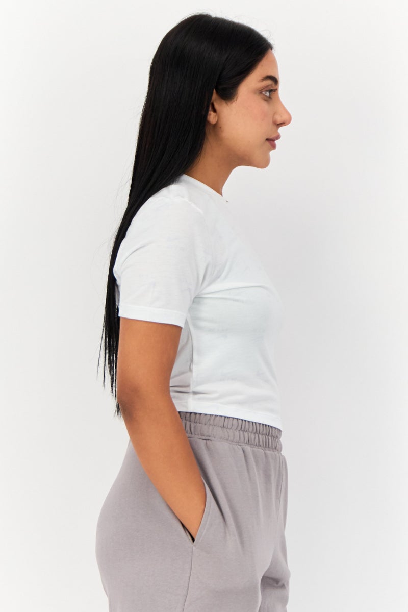 Nike Women Slim Fit Short Sleeves Outdoor Crop T-Shirt, White  - Image 3