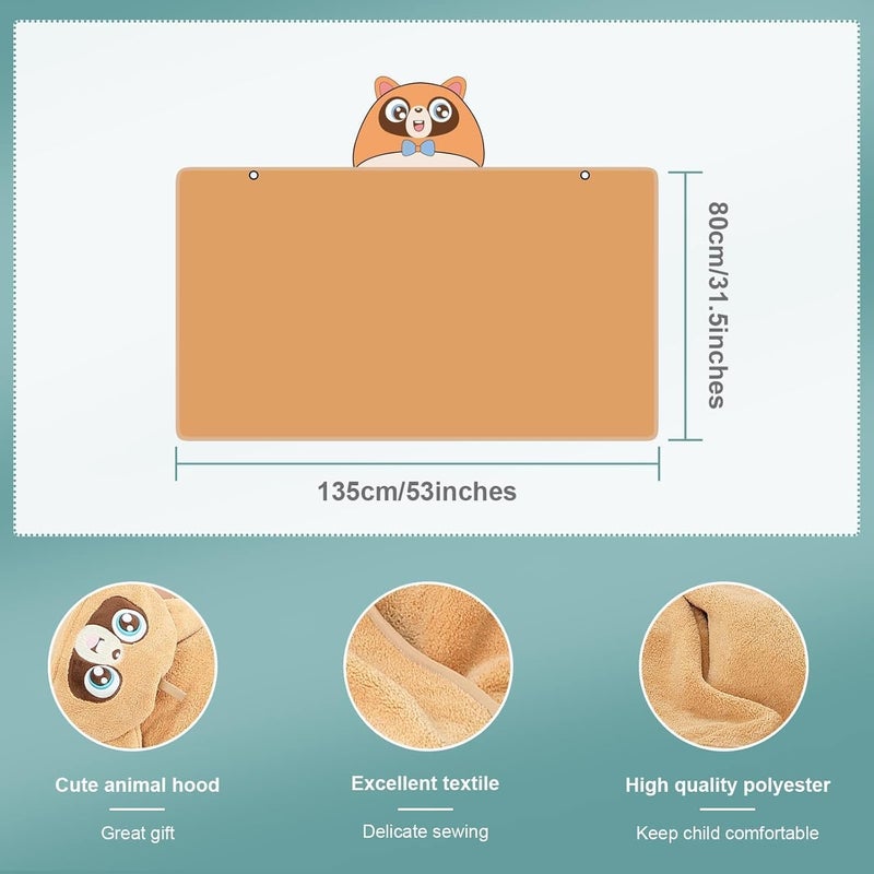 MICHLEY Cartoon Hooded Baby Towel Unisex Premium Soft Swimming Bathrobe Large Washcloths 315 x 53 for 09T Raccoon - Image 4