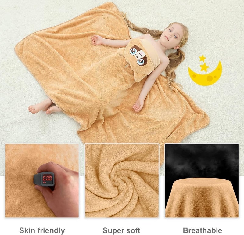 MICHLEY Cartoon Hooded Baby Towel Unisex Premium Soft Swimming Bathrobe Large Washcloths 315 x 53 for 09T Raccoon - Image 3