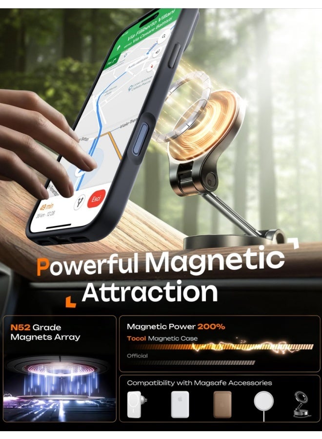 أفضل ذروة حالة هاتف لآيفون 17 Pro Max، مغناطيسية غير لامعة، متوافقة مع MagSafe، مقاومة للصدمات والسقوط، ملمس أملس (مجموعة من قطعتين باللونين الأسود والأبيض). - Image 2