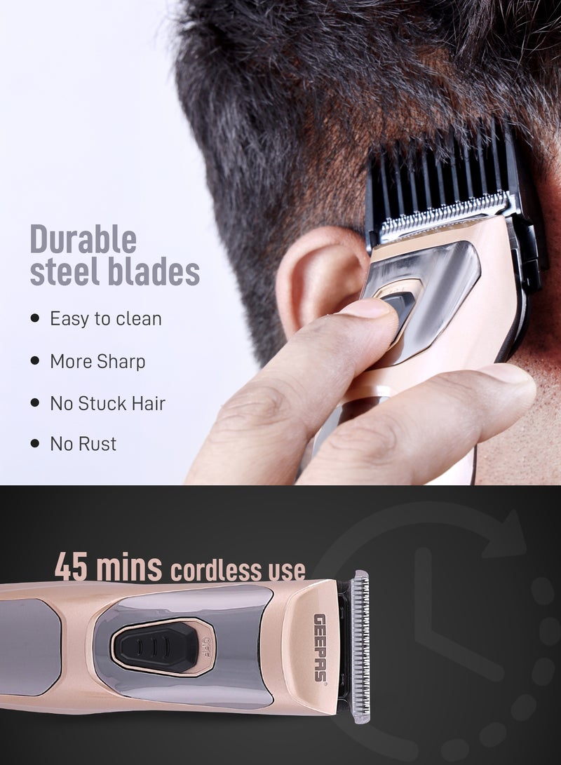 GEEPAS Geepas GTR56023 Electric hair clipper/ Trimmer, 45 mins cordless use, Cordless trimmer, Rechargeable Hair Clipper, Perfect For Salon And In House Styling - Image 4