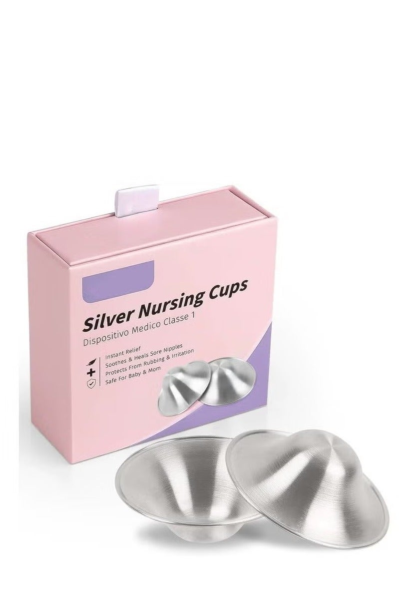 Dougez 925 Silver Nursing Cups Original Perforated Breathable Design, 920 Silver Nipple Cover for Breastfeeding Essential, Silver Nipple Shield for Nursing Newborn, Metal Nipple Shields, Regular Size - Image 1
