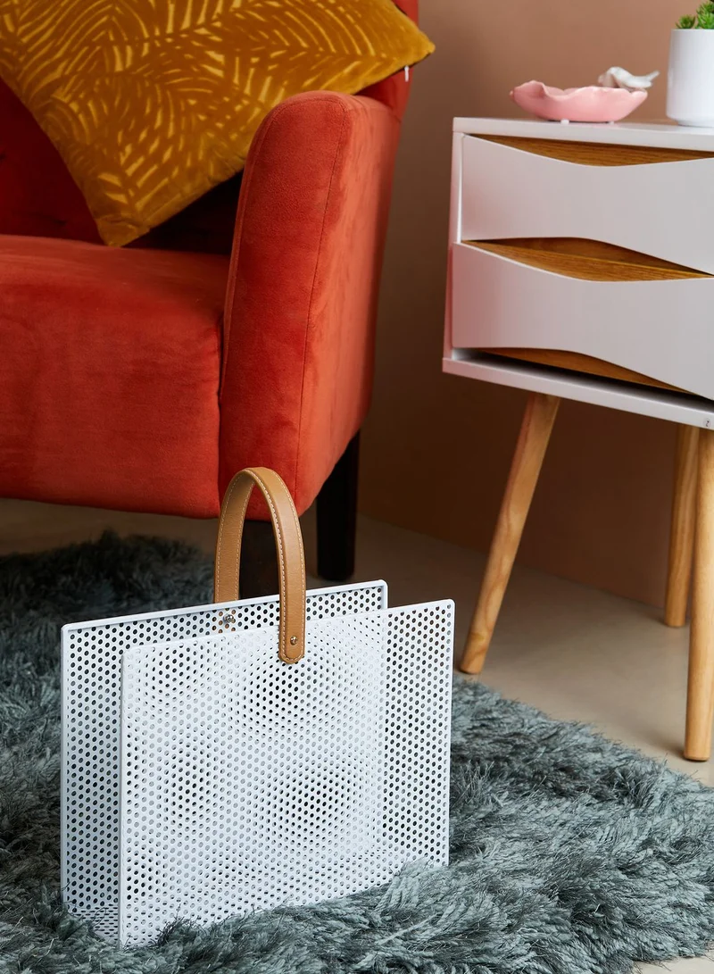 present time White Perky Mesh Magazine Rack