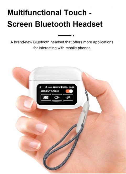 TWS Bluetooth 5.4 Wireless In-Ear Headset Ultra-Low Latency Music Bluetooth Earphones and 360° Stereo Sound Bluetooth Earbuds with Touch Screen Display Bluetooth Headphones with TIK TOK Control