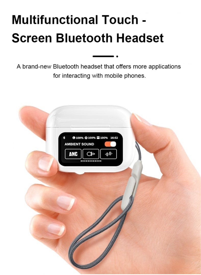 TWS Bluetooth 5.4 Wireless In-Ear Headset Ultra-Low Latency Music Bluetooth Earphones and 360° Stereo Sound Bluetooth Earbuds with Touch Screen Display Bluetooth Headphones with TIK TOK Control
