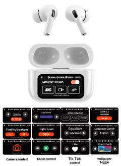 TWS Bluetooth 5.4 Wireless In-Ear Headset Ultra-Low Latency Music Bluetooth Earphones and 360° Stereo Sound Bluetooth Earbuds with Touch Screen Display Bluetooth Headphones with TIK TOK Control