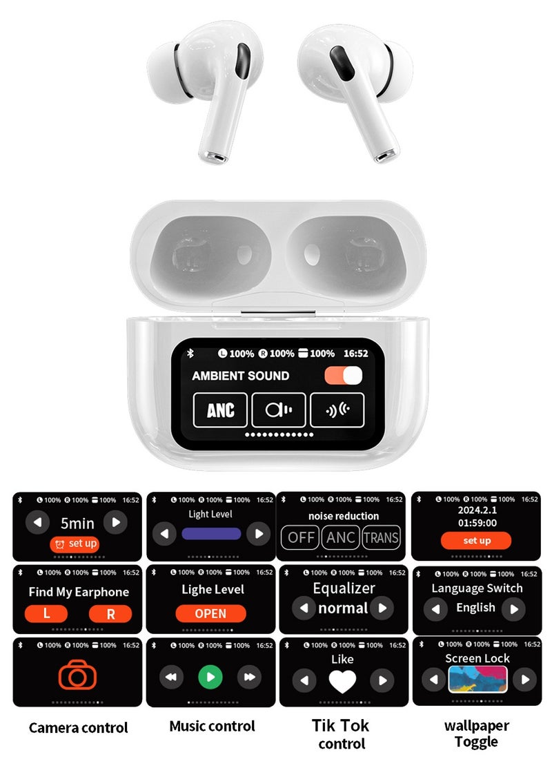 Generic - TWS Bluetooth 5.4 Wireless In-Ear Headset Ultra-Low Latency Music Bluetooth Earphones and 360° Stereo Sound Bluetooth Earbuds with Touch Screen Display Bluetooth Headphones with TIK TOK Control - Image 1