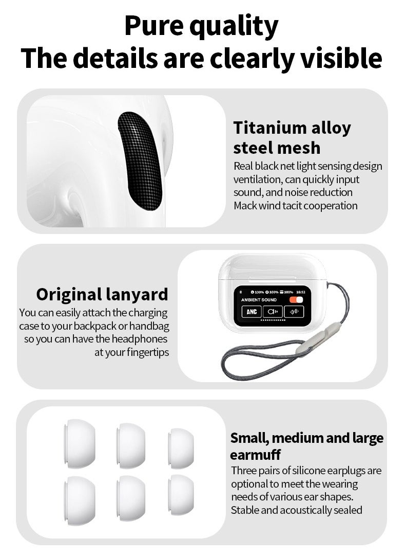 Generic - TWS Bluetooth 5.4 Wireless In-Ear Headset Ultra-Low Latency Music Bluetooth Earphones and 360° Stereo Sound Bluetooth Earbuds with Touch Screen Display Bluetooth Headphones with TIK TOK Control - Image 1