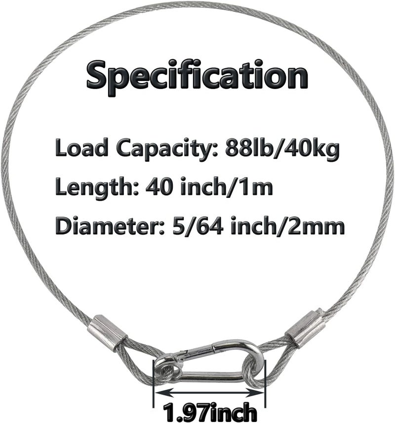 Lsqurel 5 Pack Stage Light Safety Cable Stainless Steel Security Wire for Lighting, Luggage, Garage Goor, Camera - Image 2