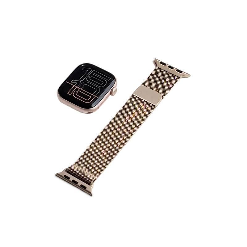 QX سوار ساعة ذكية سوار معدني من الستانلس ستيل متوافق مع Apple Watch بملاءمة قابلة للتعديل وحزام بديل بتصميم معدني أنيق باللون فضي قابل للتعديل باللون الفضي - Image 4