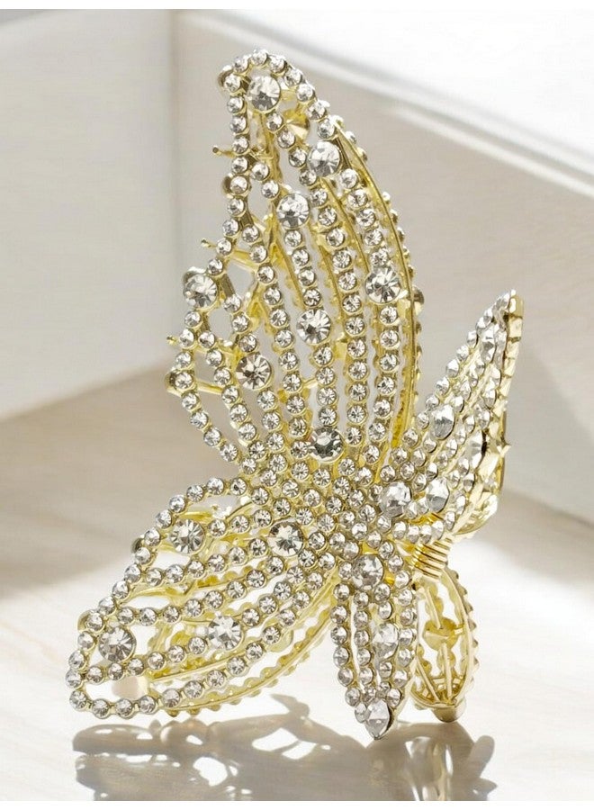 Oomph! OOMPH Jewellery Gold Tone White Pearls Butterfly Shape Large Big Hair Claw Hair Clip for Women & Girls Stylish Latest (HSSK81_AMR4) - Image 4