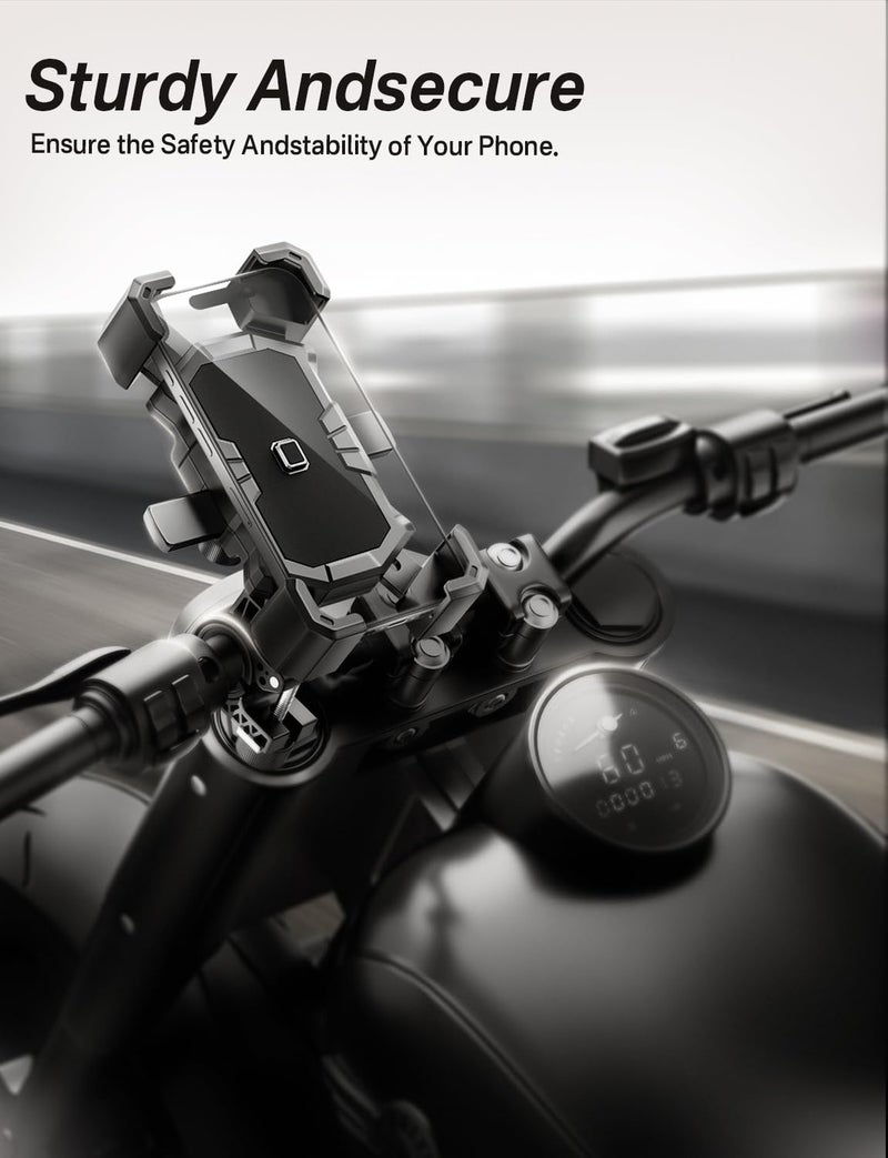 Delobon Bike Phone Holder Handlebar,Motorcycle Phone Mount,ATV Cell Phone Clamp,Scooter Phone Clip for iPhone 15 Pro Max14 13 12plus, Samsung S24Ultra S23 and More 4.7" to 7.0" inch Phone - Image 2