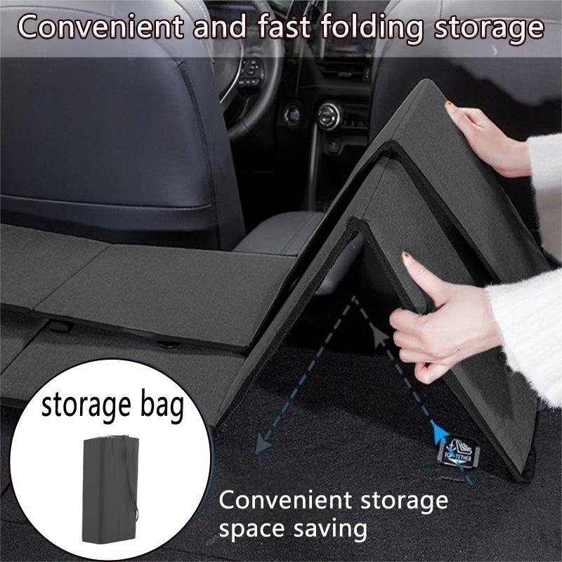 QIYUNI Non-Inflatable Car Mattress Back Seat Bed Extender Portable Folding Camping Travel for Sleeping (Black) - Image 3