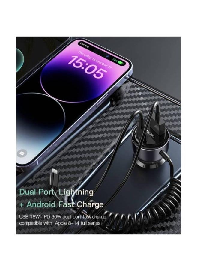 Yesido - Y57 50W Fast Charging Car Charger | Built-in Lightning car  lighting port charger adapter - Image 1