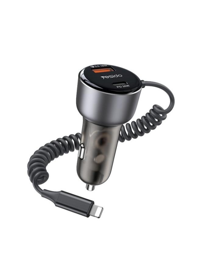 Yesido - Y57 50W Fast Charging Car Charger | Built-in Lightning car  lighting port charger adapter - Image 1