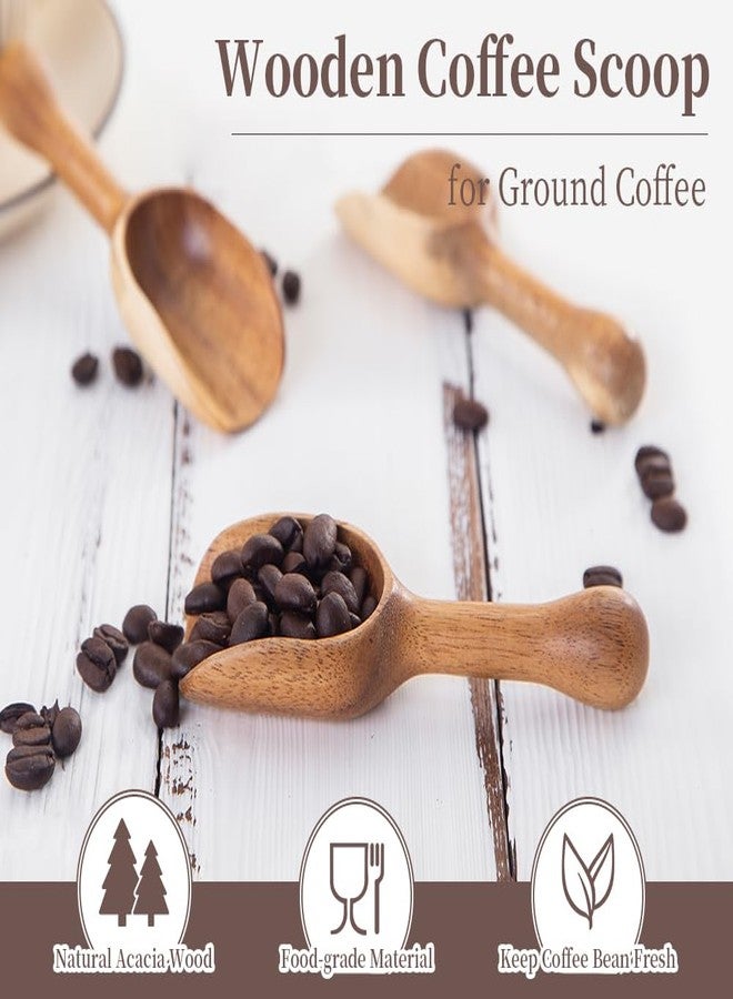 LEBAMI Wooden Coffee Scoop for Ground Coffee,4pcs Coffee Measuring Scooper for Beans Powder Tea Shovel,Small Wood Spoons Multipurpose for Jars Canisters,Kitchen Spice Pepper Condiment Powder Shovel - Image 2