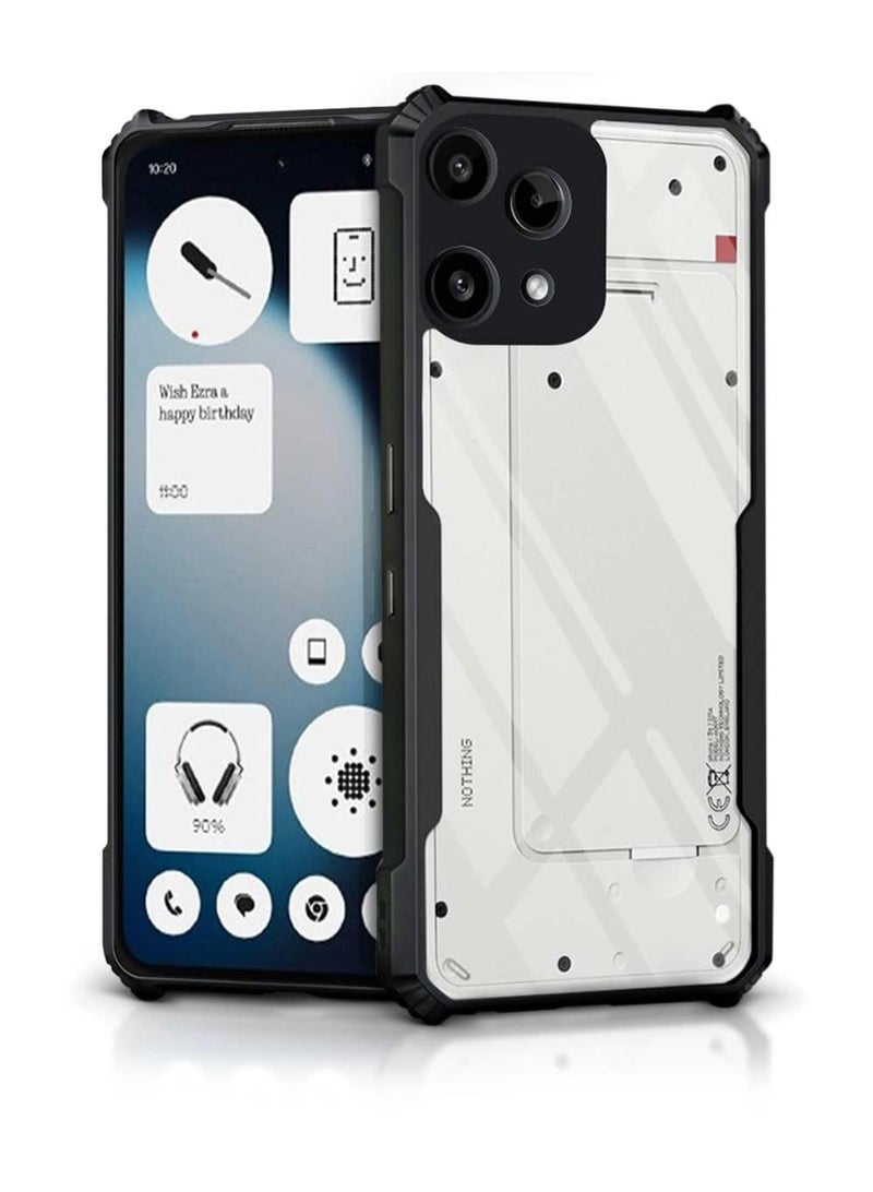 Nothing Phone 3a Lite Clear Hard PC Back Cover Case with Shockproof TPU Black Border 360 Degree Impact Resistant Camera Protection Transparent Cover for Nothing Phone 3a Lite - Image 1