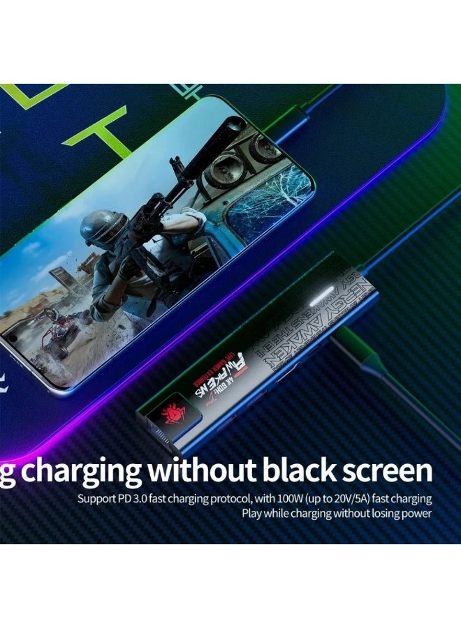 Plextone GS1 6-in-1 Type-C Hub gives you the benefit of 6 versatile ports in a compact device, whether you need to connect a 4K display, charge your devices at super-fast PD speeds of up to 100W, a lightning-fast internet connection port, a Type-C port for connecting devices, and two USB ports for high-speed data transfer, black. - Image 4