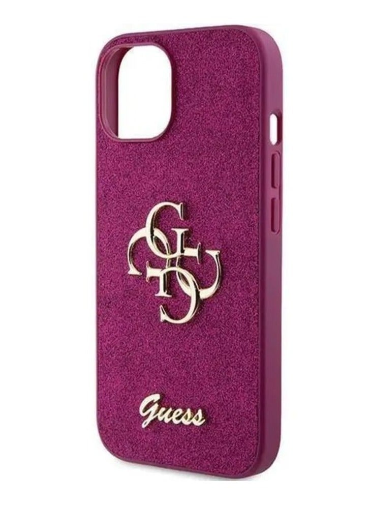 GUESS Fixed Glitter Case with Big 4G Logo for iPhone 15 Pro -Purple - Image 1