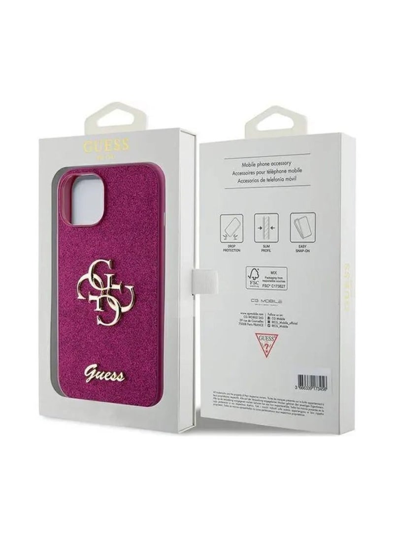 GUESS Fixed Glitter Case with Big 4G Logo for iPhone 15 Pro -Purple - Image 4