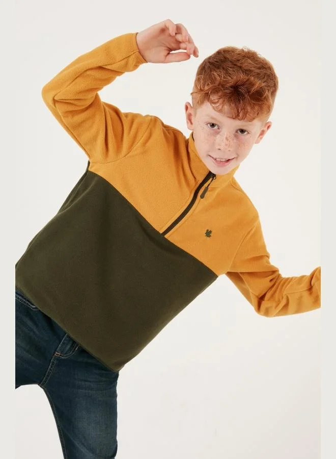 Lela Lela Soft Texture Half Zipper Color Block Stand Collar Polar Unisex Child POLAR 5905004