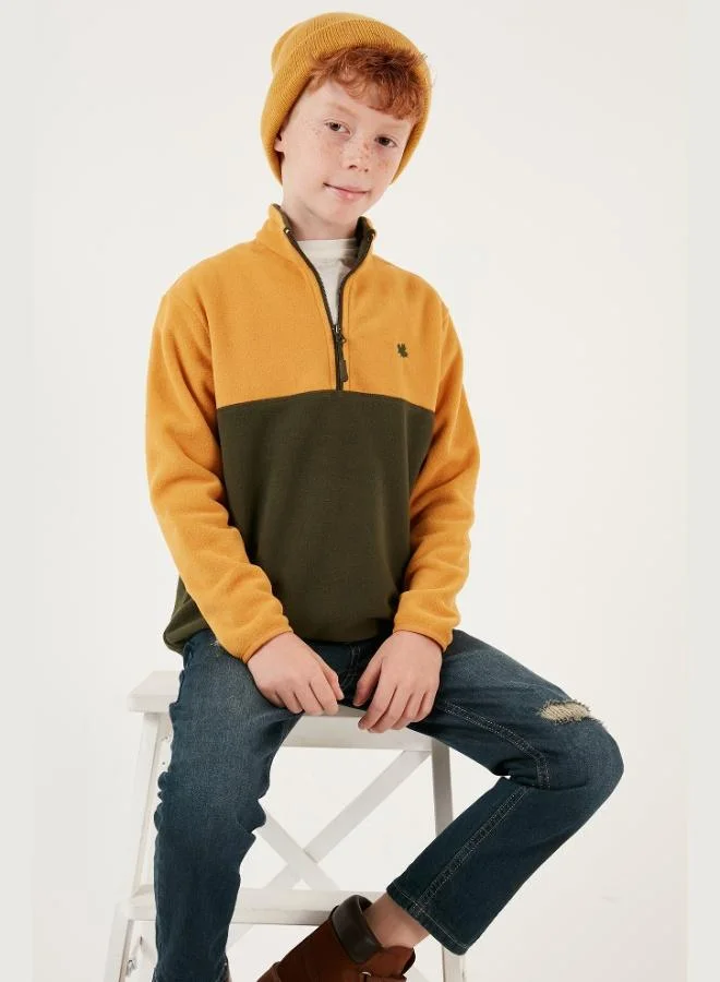 ليلا ليلا سويتر نصف سحاب ياقة واقف لونين قطبية للأطفال