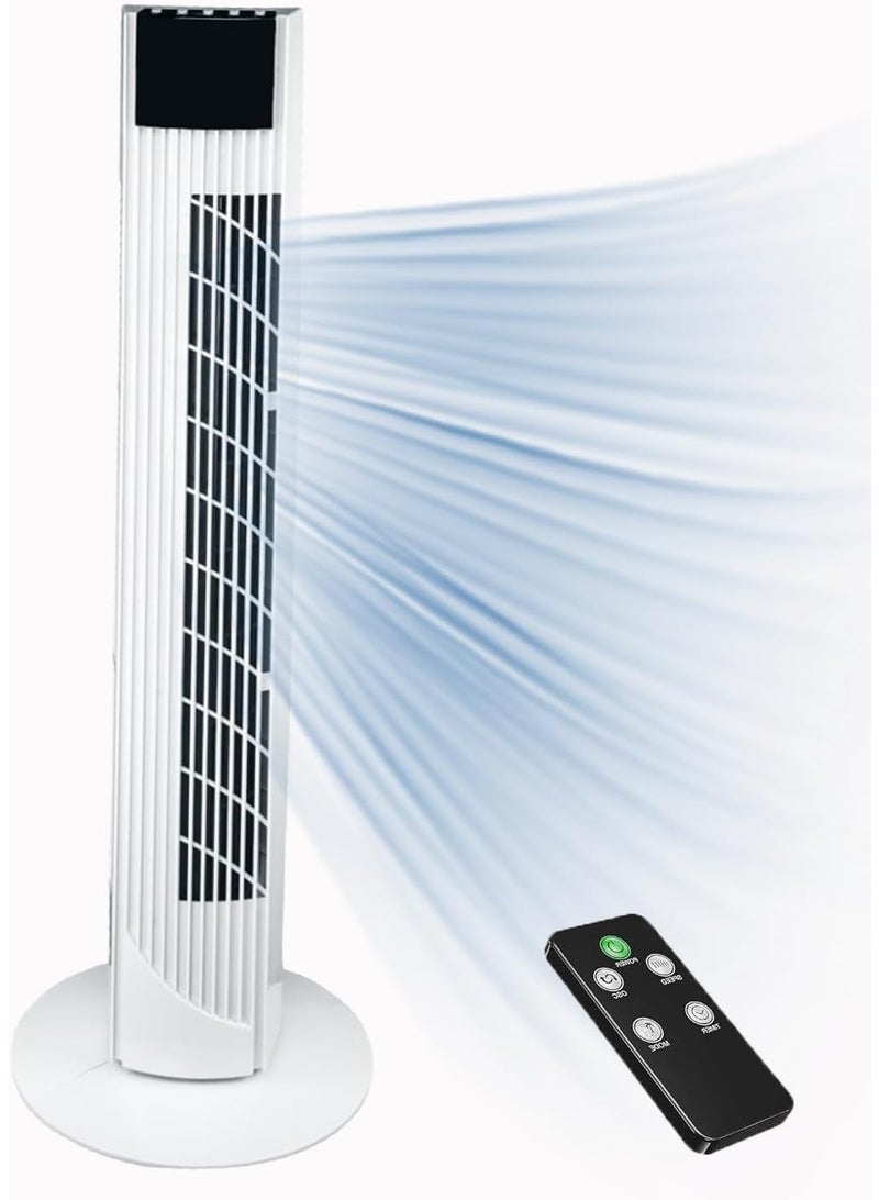 جورونب مروحة برجية مع جهاز تحكم عن بعد، مروحة تبريد 36 بوصة مع 3 سرعات، 3 أوضاع، مؤقت رقمي من 1 إلى 12 ساعة، مؤشر ضوء LED، مراوح متذبذبة 90 درجة، مروحة كهربائية ذكية قوية موفرة للطاقة (أبيض) - Image 1