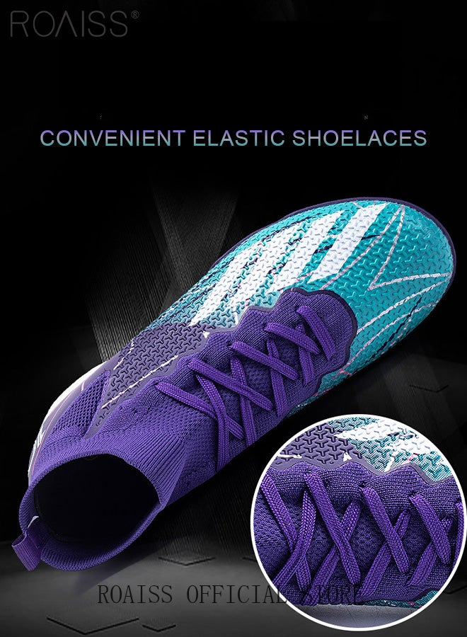 roaiss Short Spike High Top Football Shoes for Men Professional Training Anti-Slip Wear-Resistant Soccer Cleats Teens Lightweight Comfortable Breathable Odorless Sports Spikes with Rubber Sole  - Image 2
