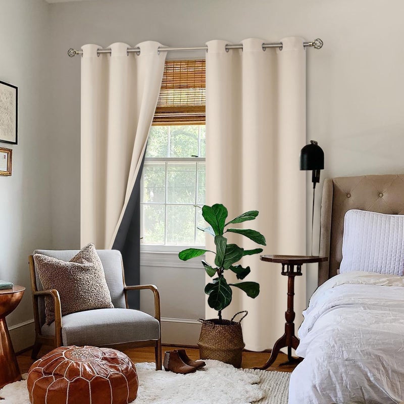 BGment بجلات حرارية معزولة بنسبة 100 ٪ الستائر 84 بوصة الطول 2 لوحات إجمالي الستائر حظر الضوء لستائر نحافة غرفة نوم مع بطانة سوداء سميكة عرضها 42 بوصة كل لوحة الشمبانيا - Image 2